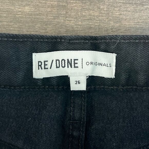 Re/Done 90s High-Rise Ankle Crop in Universe Coal Black, Distressed-Size 26-NWOT - Picture 7 of 13